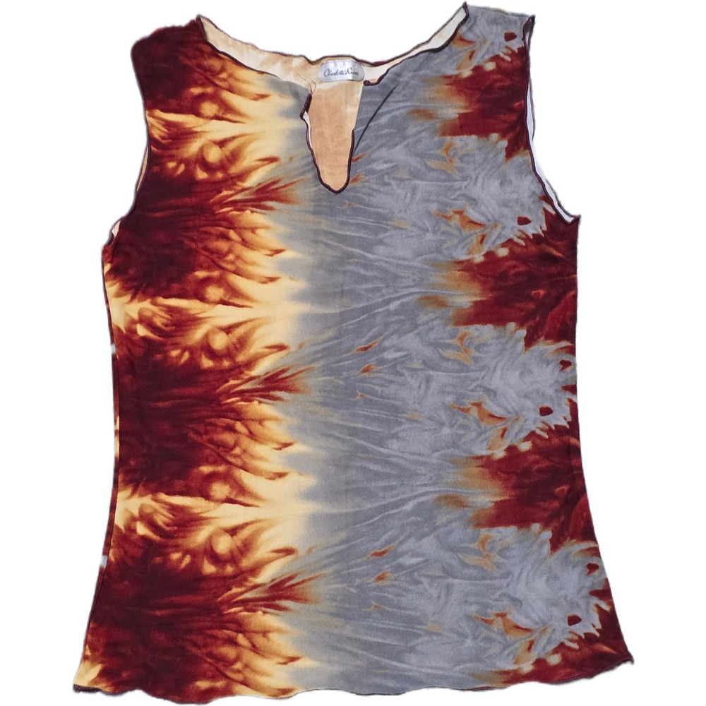 Charlotte Russe Tank Top Women Small Multi Tie Dye Excellent Lettuce Edge Y2K